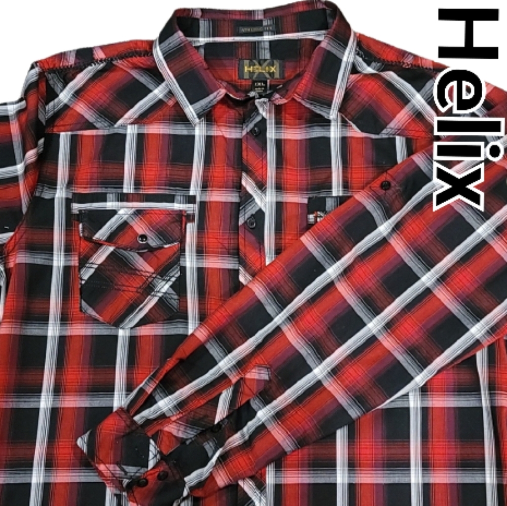 Helix  Western Shirt Athletic Fit XXL RED/BLACK Plaid